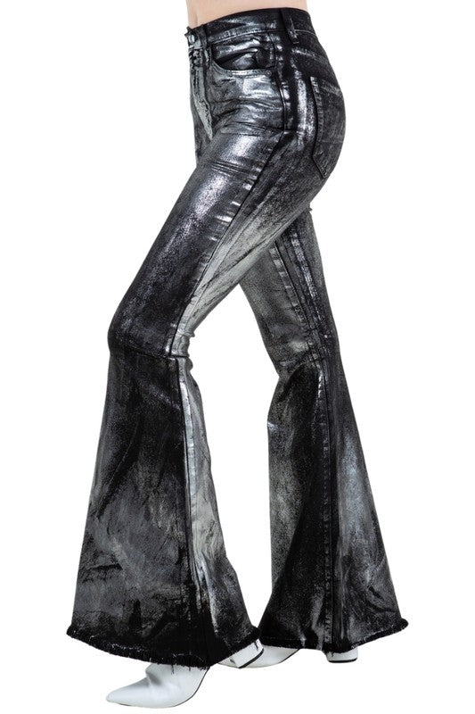 METALLIC BELL BOTTOM JEANS