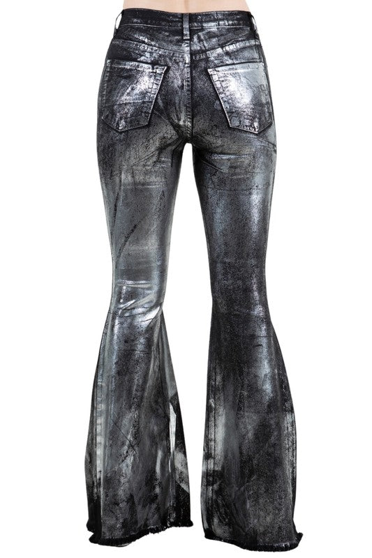 METALLIC BELL BOTTOM JEANS