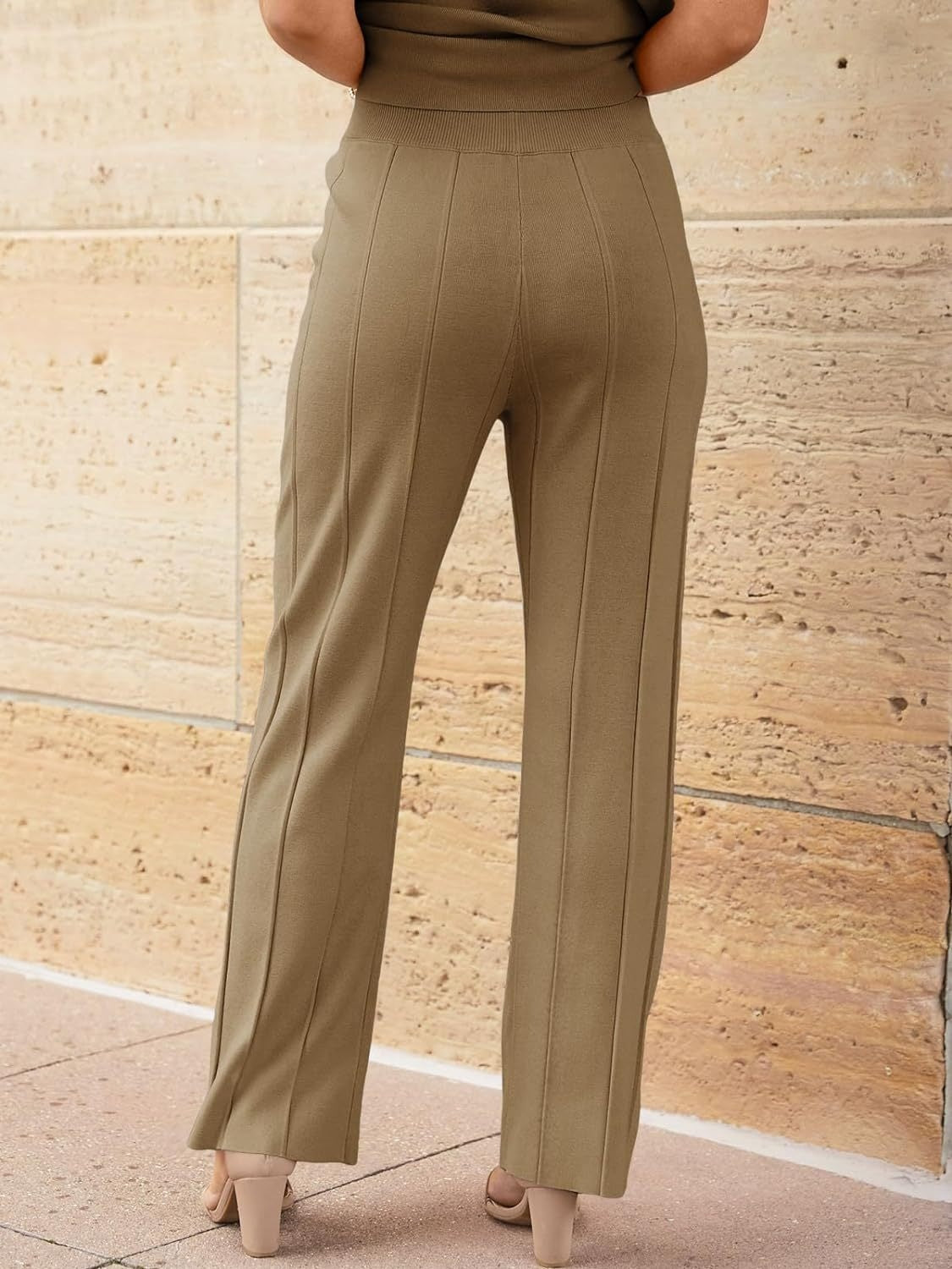 ROUND NECK CAP SLEEVE TOP AND PANTS KNIT SET