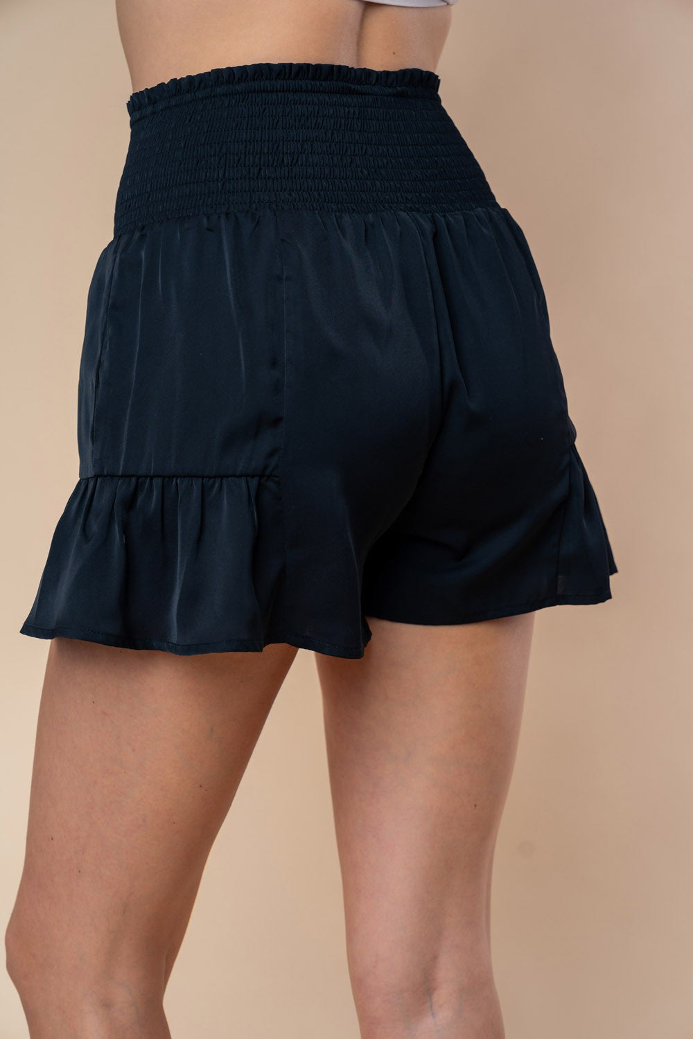 WHITE BIRCH HIGH WAIST SMOCKED SHORTS