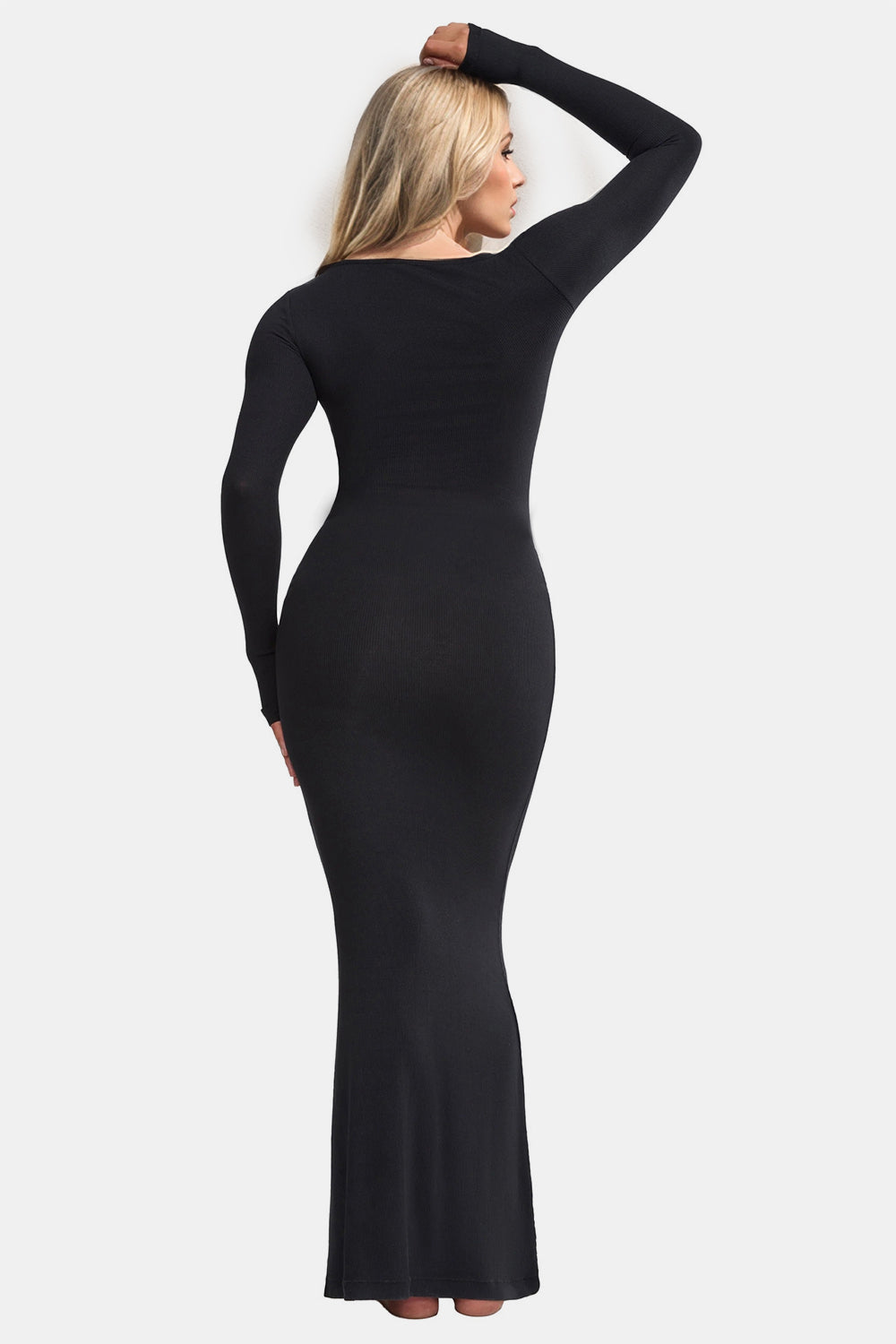 BASIC BAE BUILT-IN Shapewear SQUARE NECK LONG SLEEVE MAXI DRESS