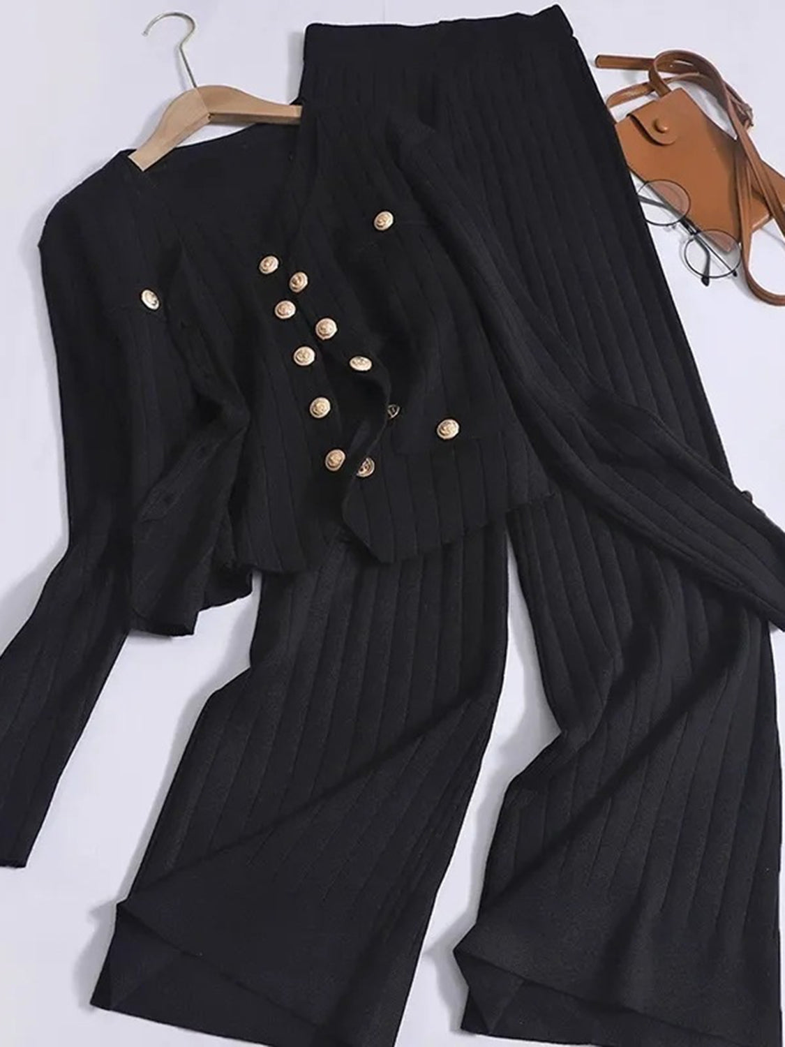 THREE PIECE VEST CARDIGAN AND PANTS SET