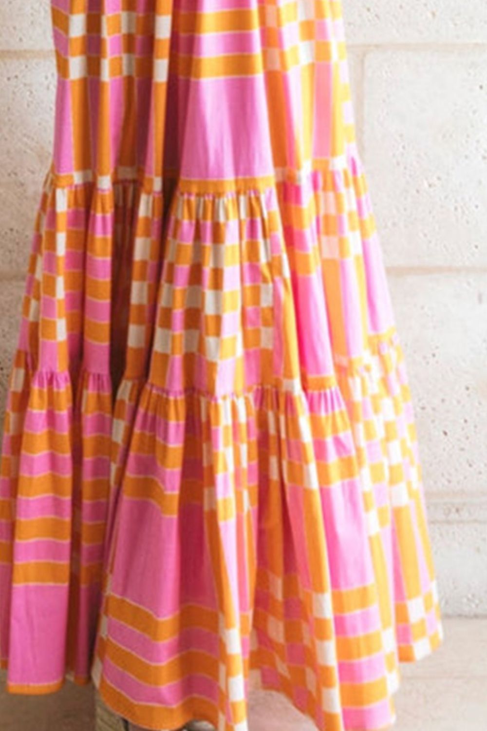 PRINTED SHOULDER TIE TIERED DRESS
