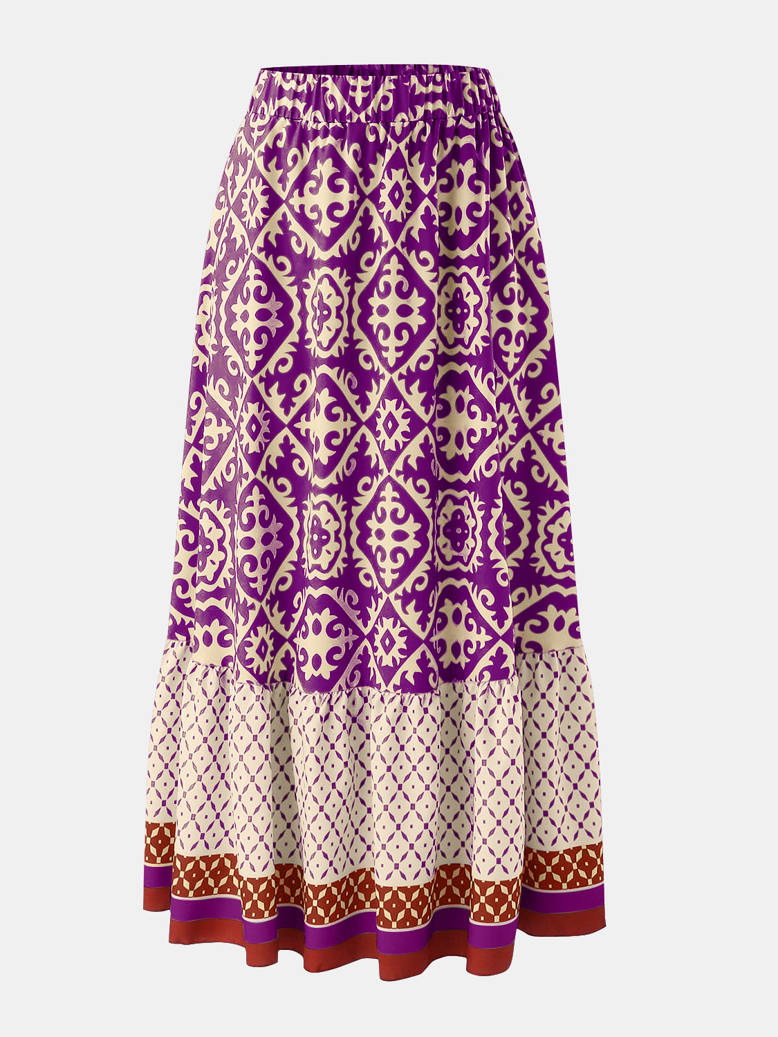 GEOMETRIC ELASTIC WAISTBAND MAXI SKIRT