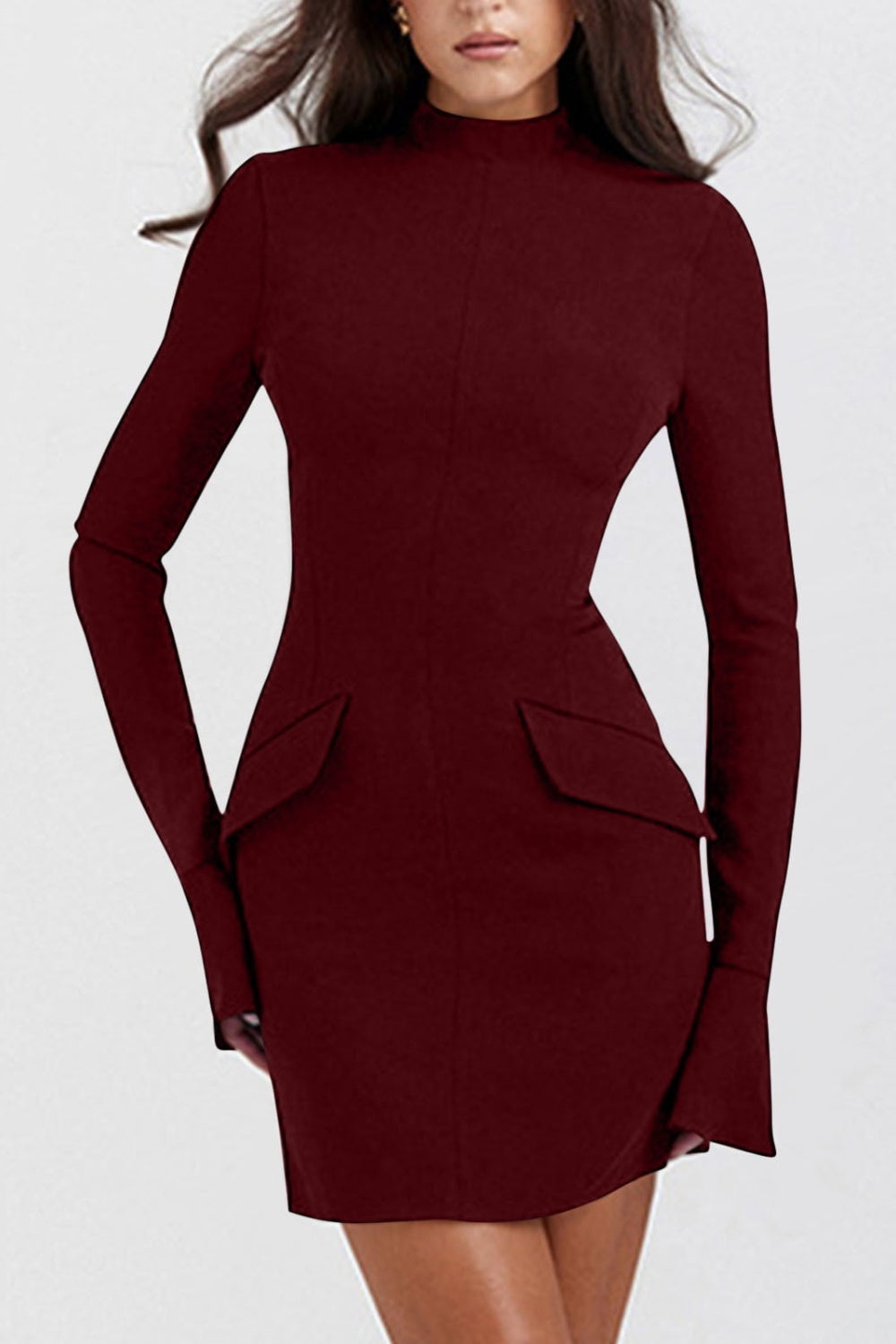MOCK NECK LONG SLEEVE MINI DRESS