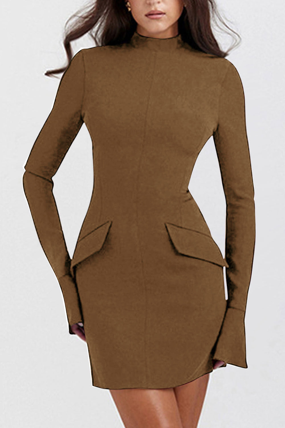 MOCK NECK LONG SLEEVE MINI DRESS