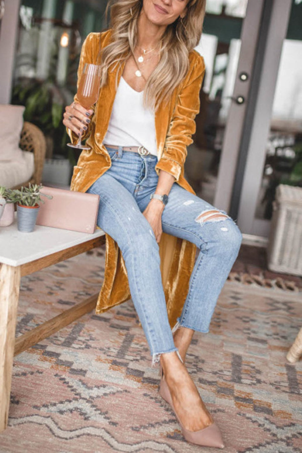 OPEN FRONT LONG SLEEVE COAT