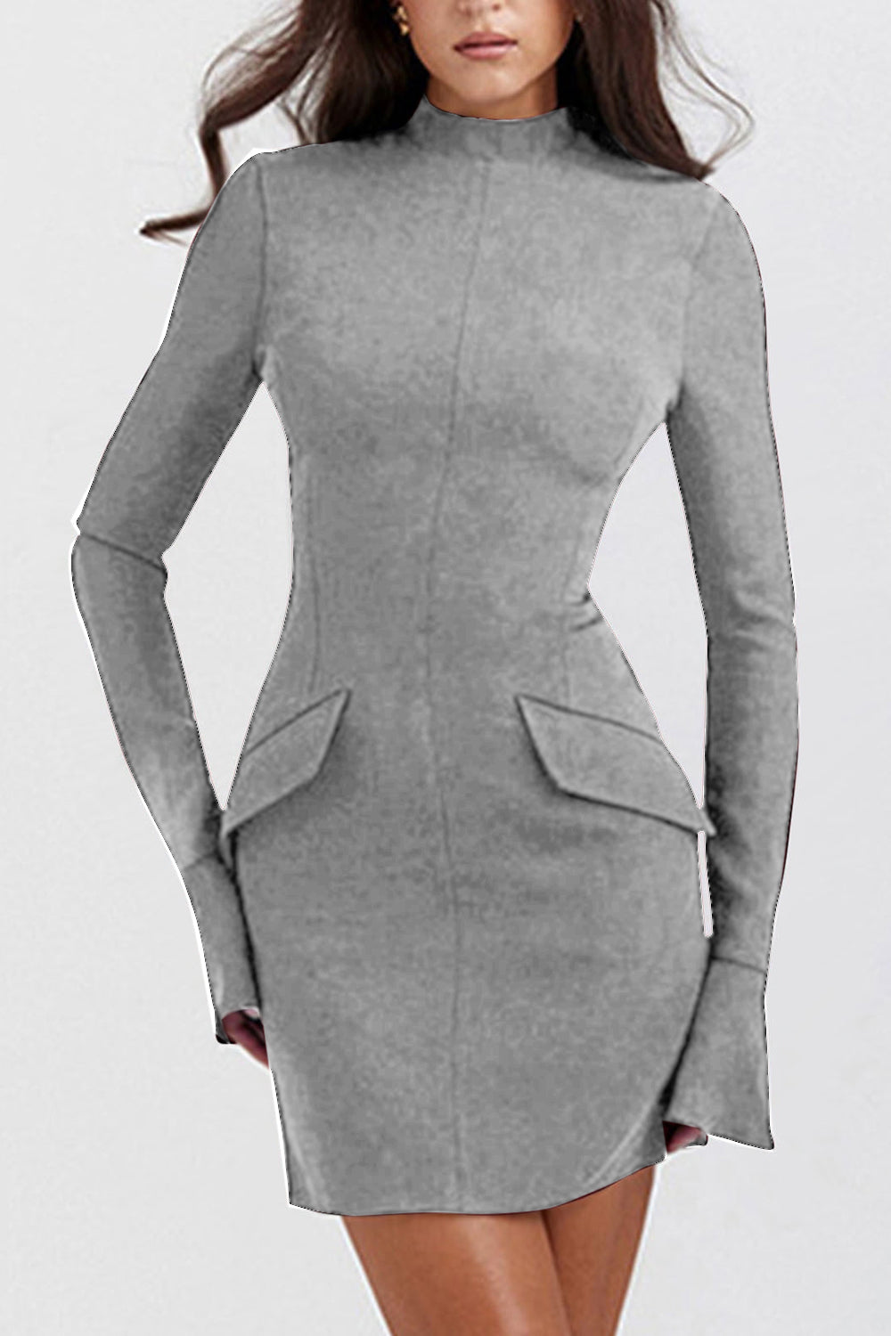 MOCK NECK LONG SLEEVE MINI DRESS
