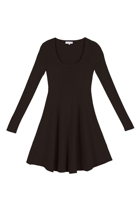 KNITTED FIT AND FLARE DRESS
