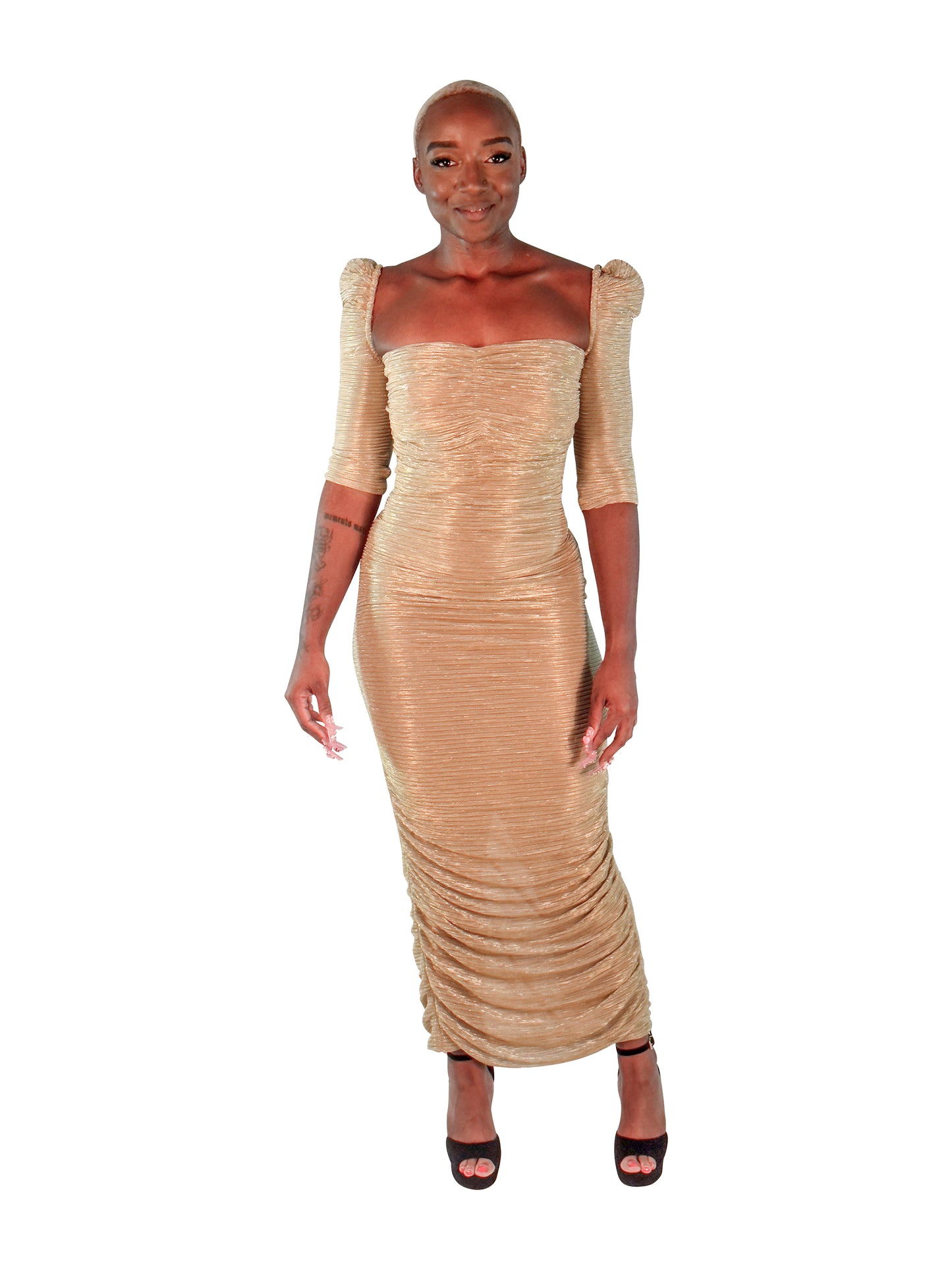 MISS CIRCLE RUCHED CHIFFON MAXI DRESS
