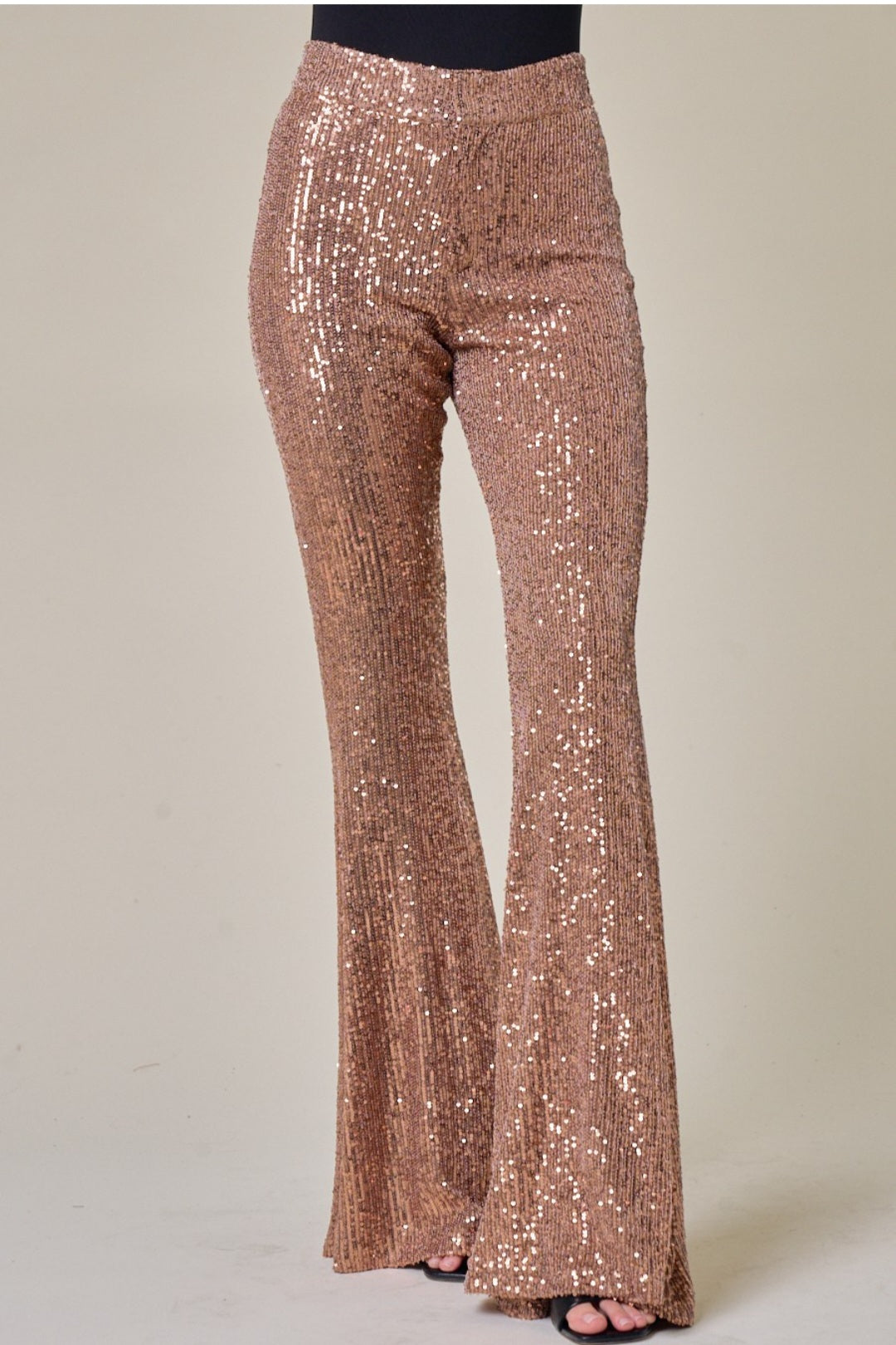 SEQUIN FLARED LEG PANTS