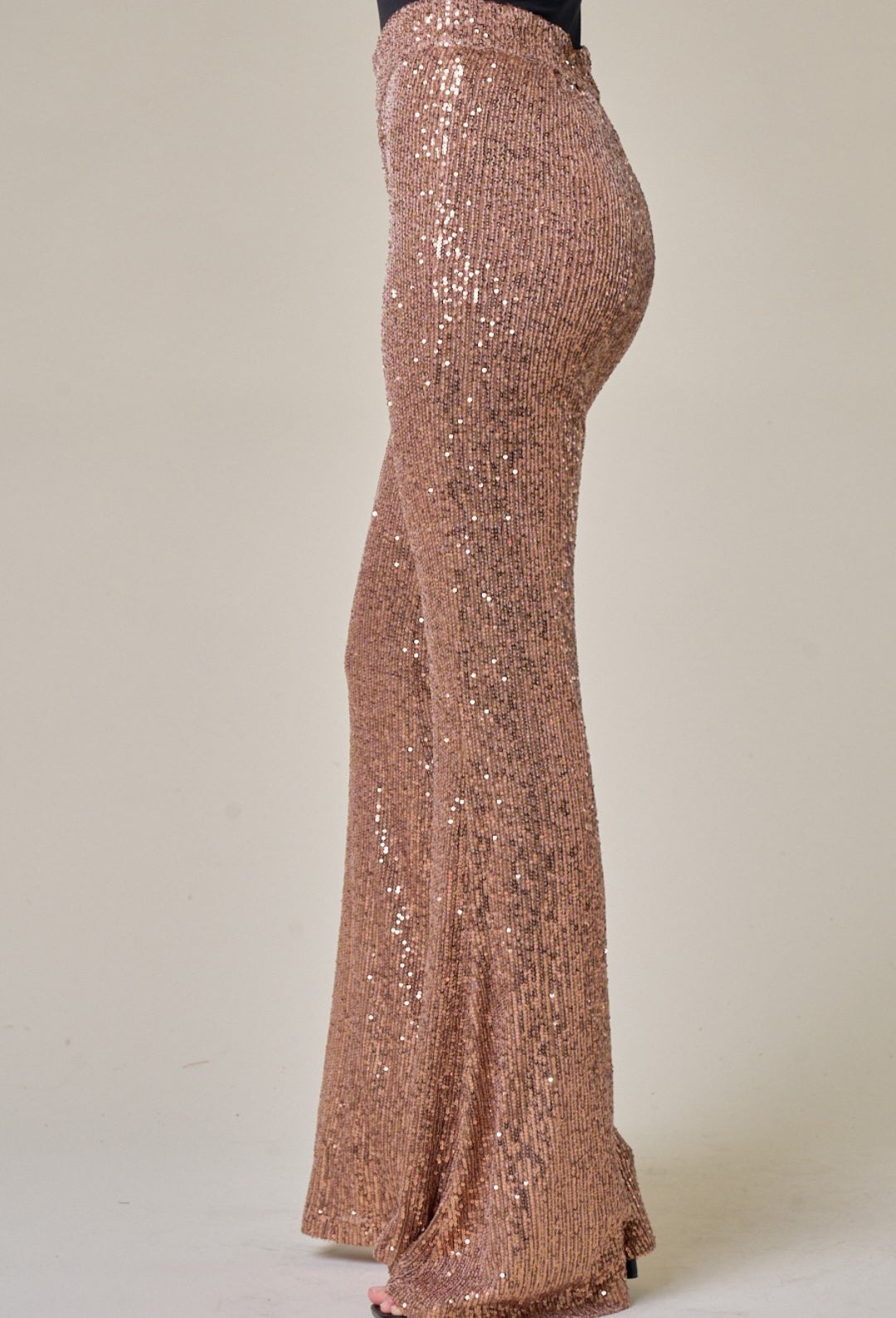 SEQUIN FLARED LEG PANTS