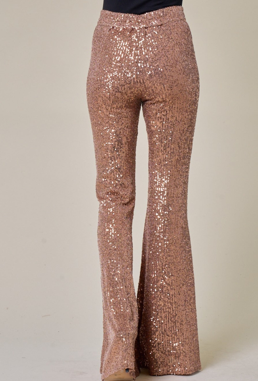 SEQUIN FLARED LEG PANTS