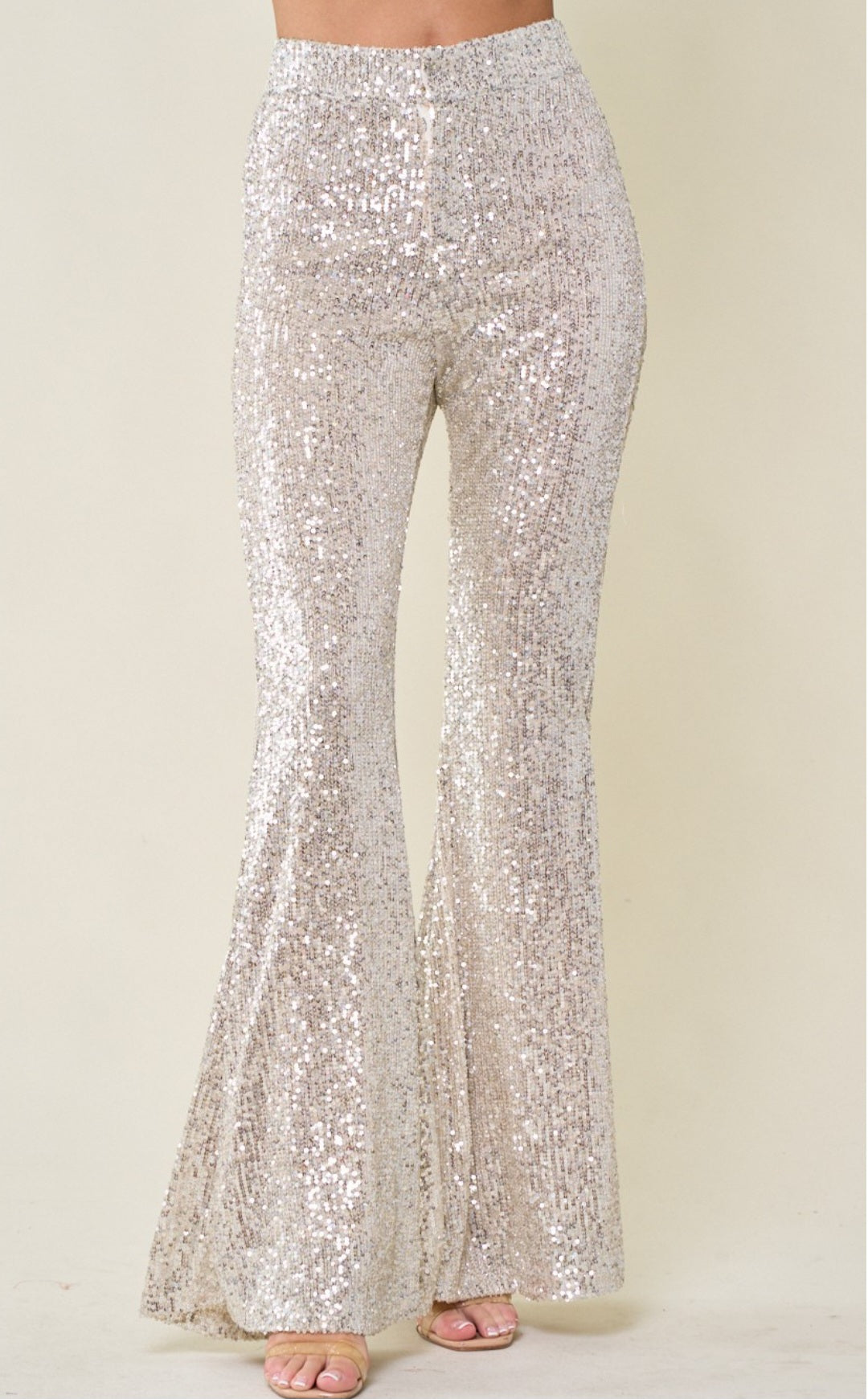 SEQUIN FLARED LEG PANTS