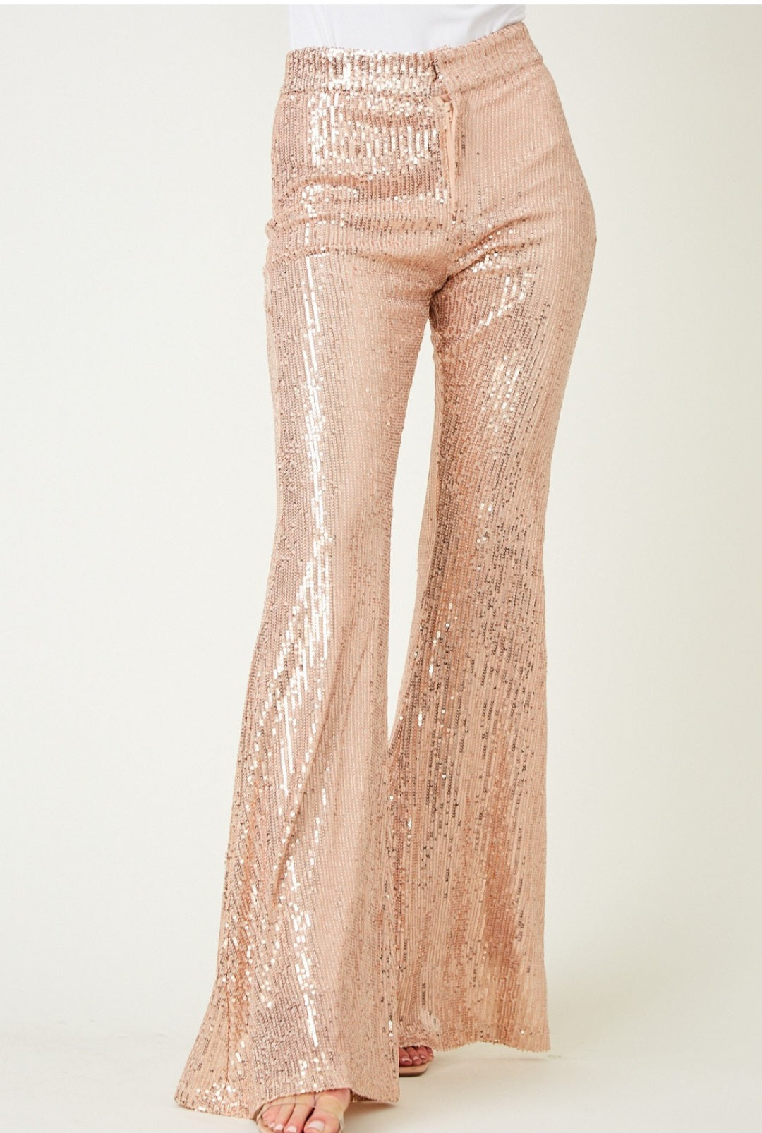 SEQUIN FLARED LEG PANTS