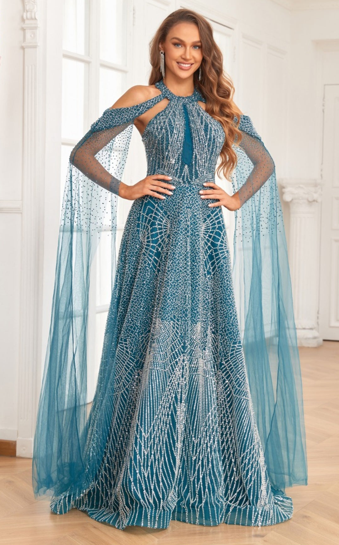 BEADED A LINE GOWN