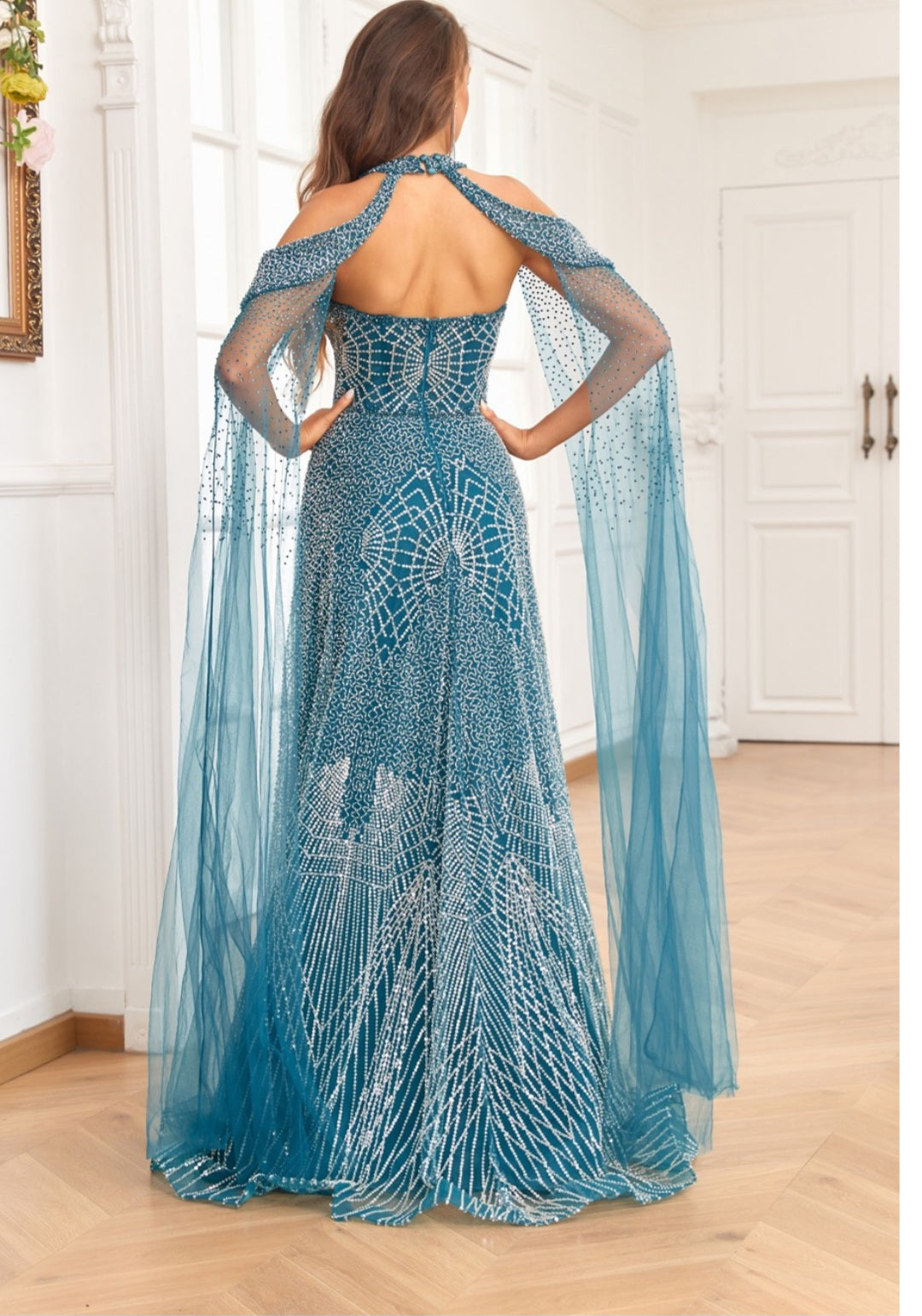 BEADED A LINE GOWN