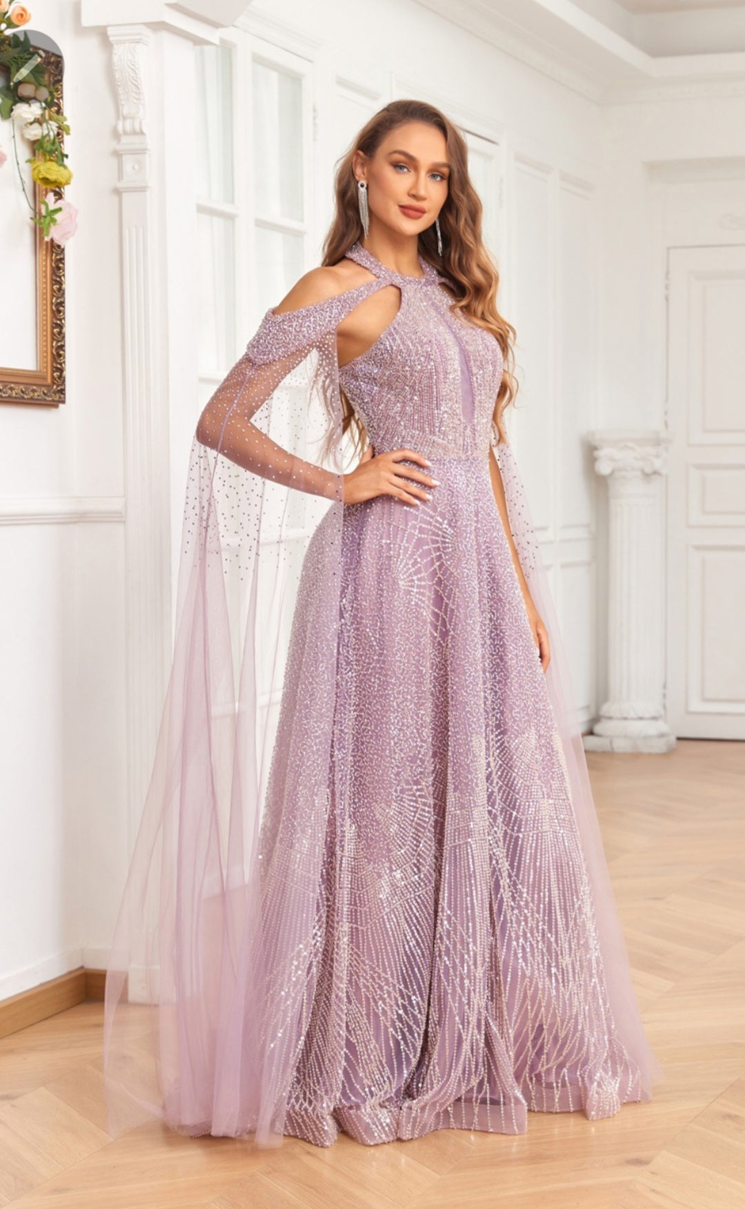 BEADED A LINE GOWN