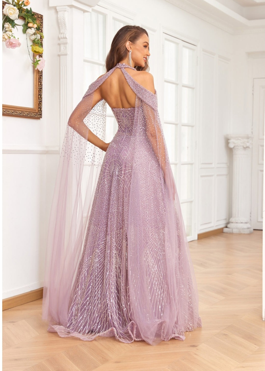 BEADED A LINE GOWN