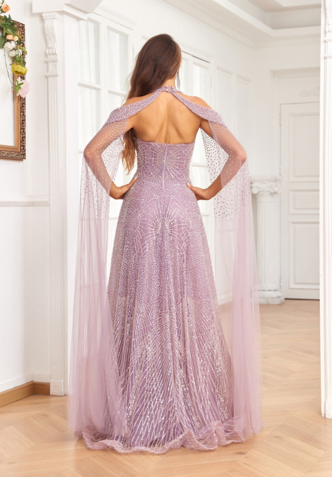 BEADED A LINE GOWN