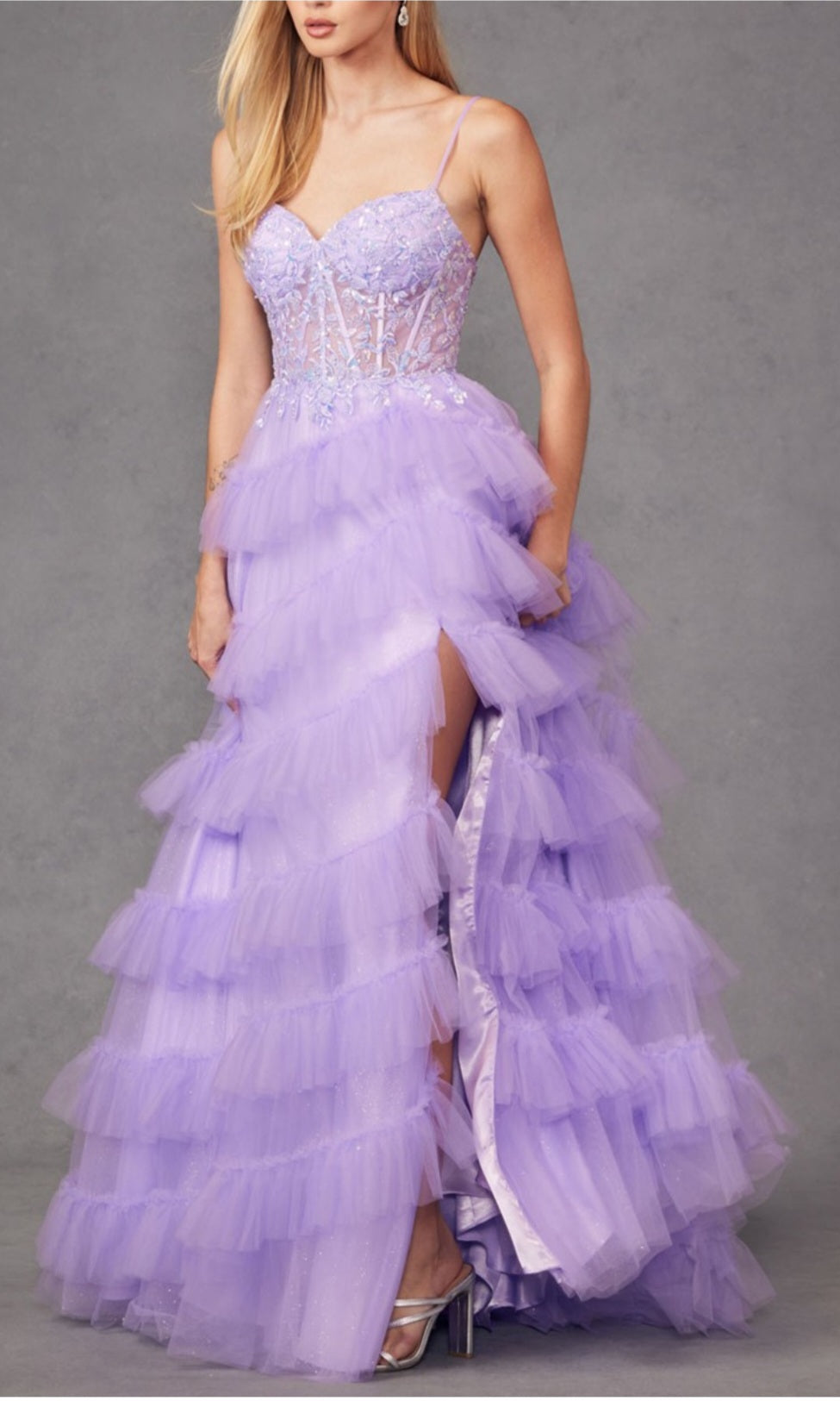 BEADED TULLE GOWN