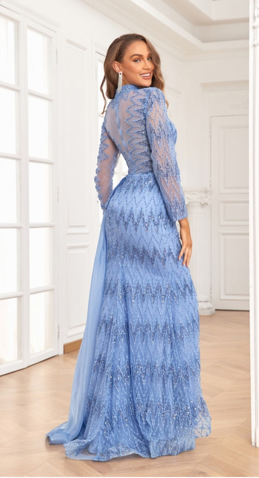 MOCK NECK LONG SLEEVE GOWN
