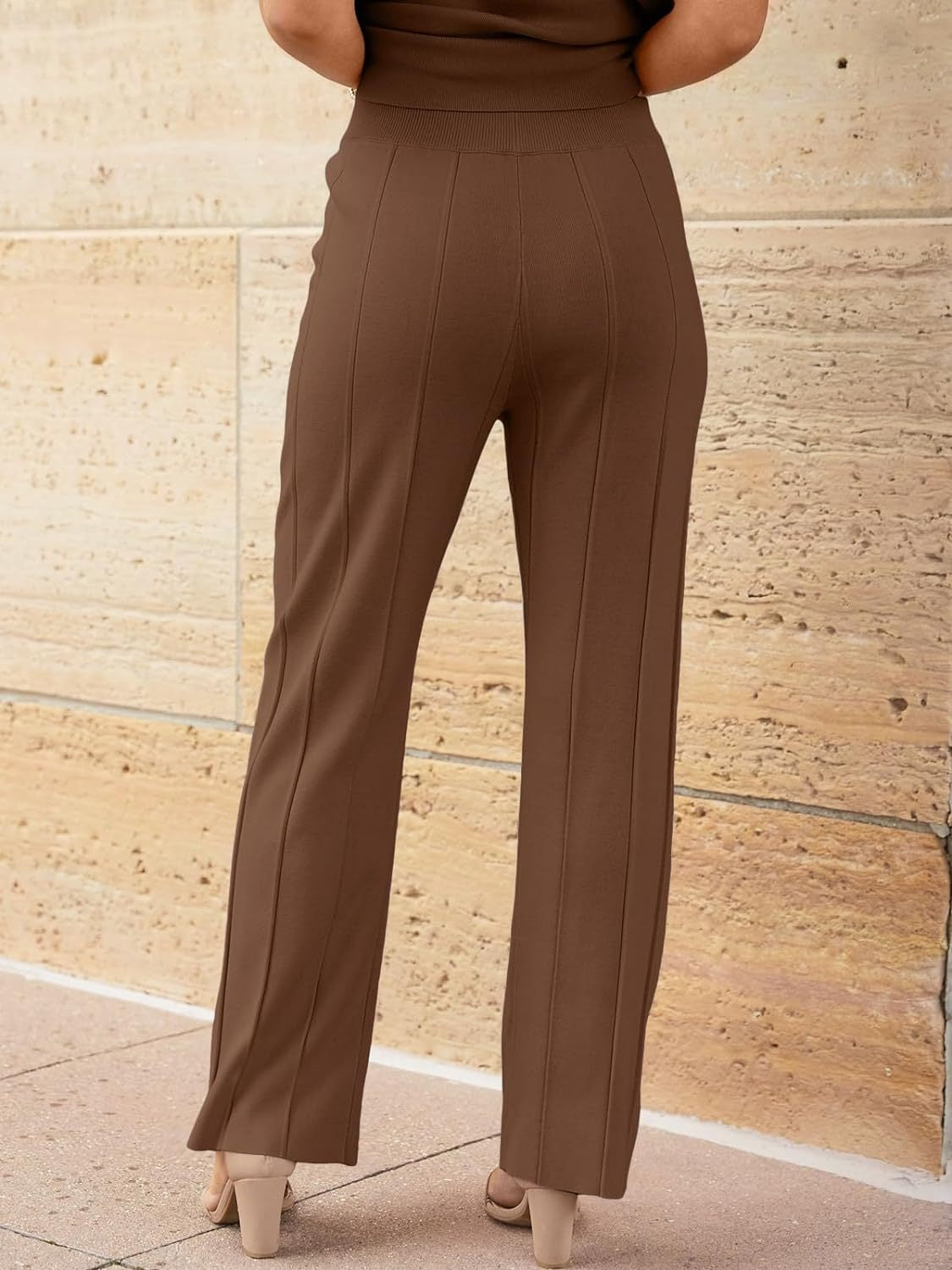 ROUND NECK CAP SLEEVE TOP AND PANTS KNIT SET