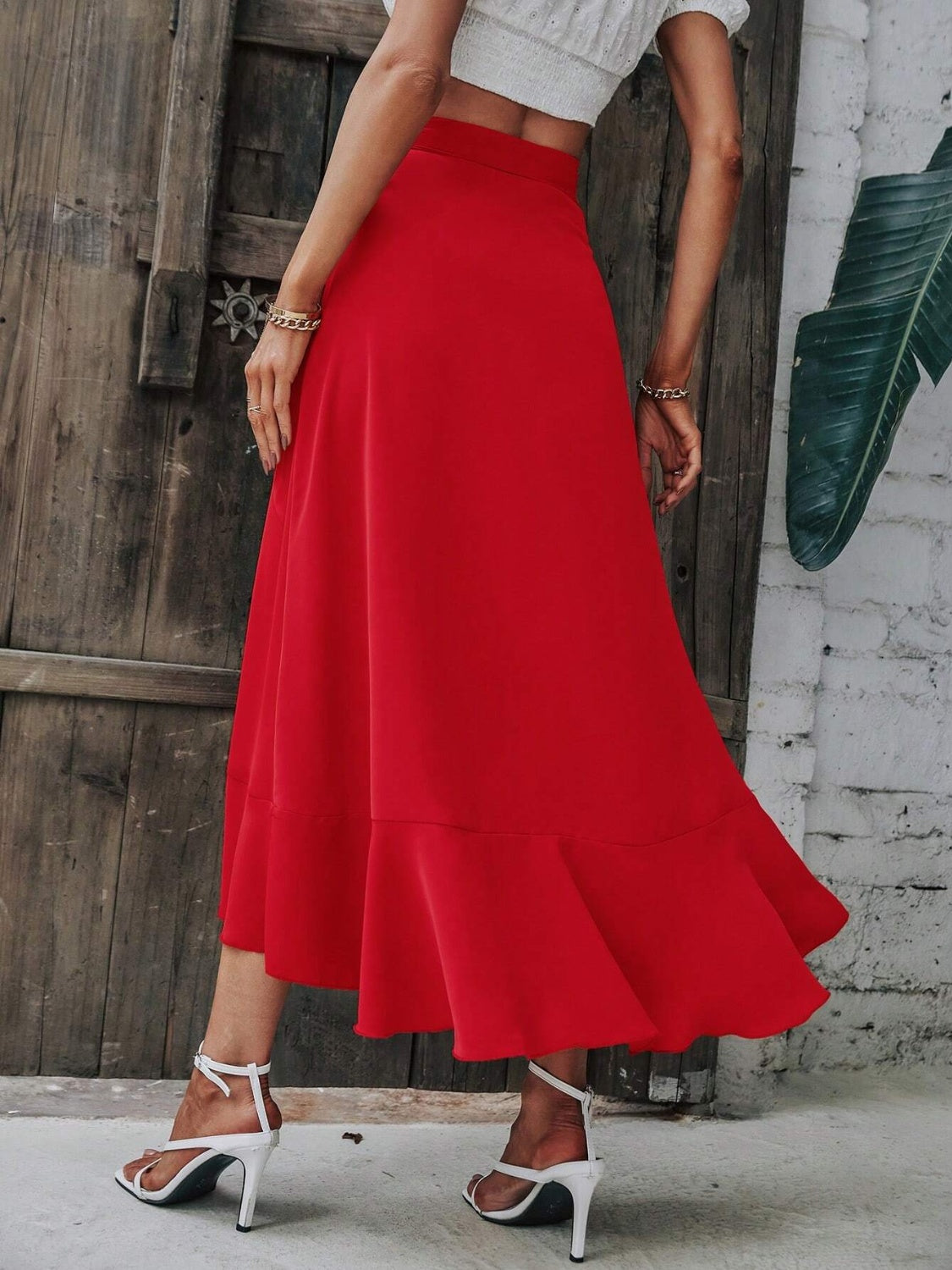 WRAP RUFFLE MAXI SKIRT
