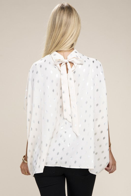 BATWING SLEEVE MOCK NECK BLOUSE