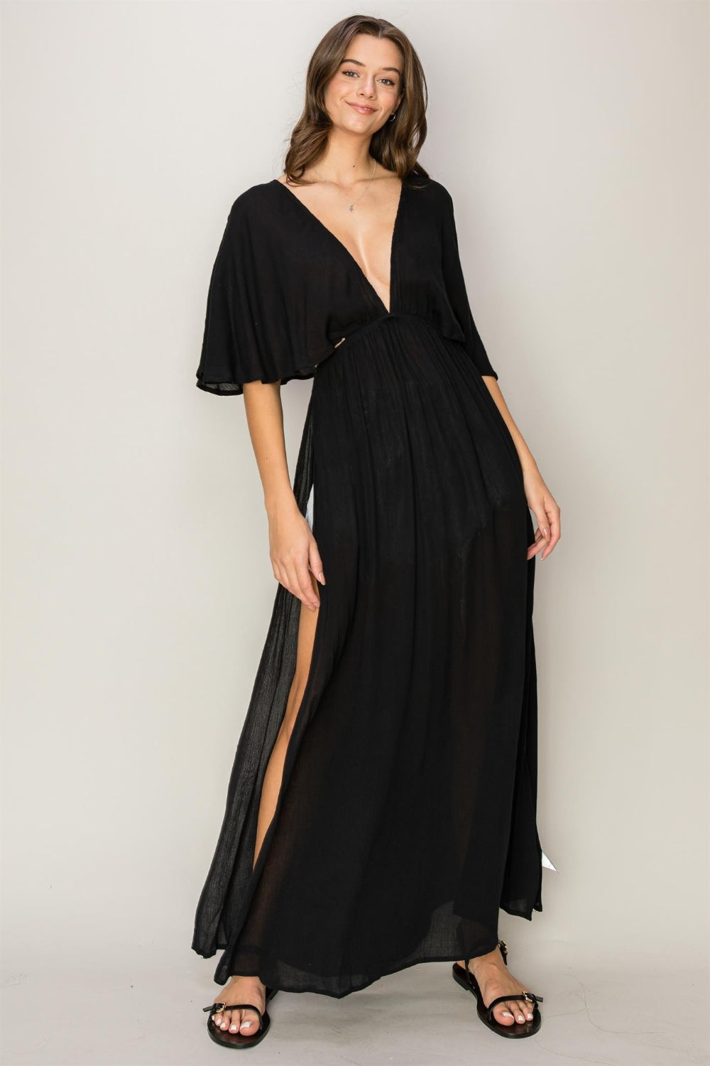 HYFVE TIE BACK MAXI SPLIT COVER UP DRESS