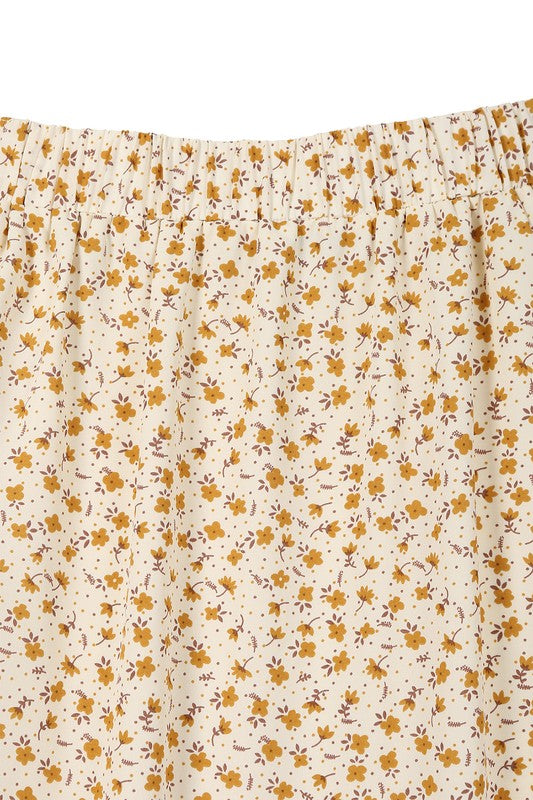 RUCHED MIDI PRINT SKIRT