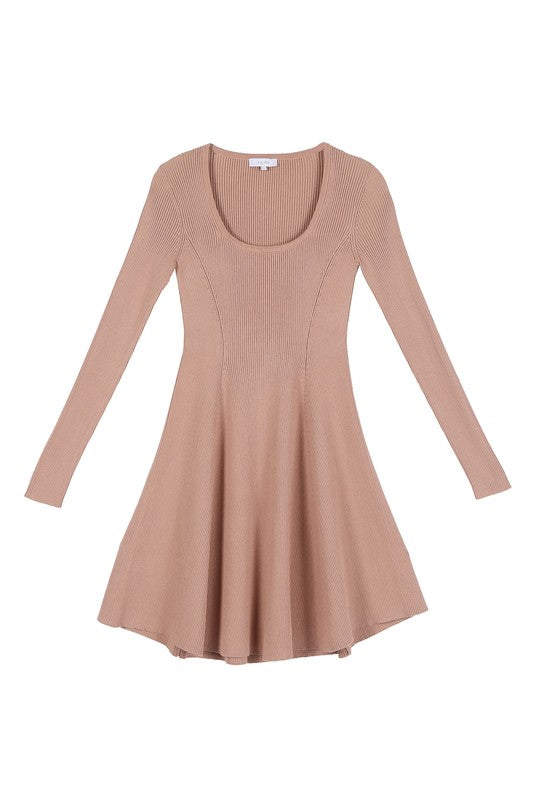 KNITTED FIT AND FLARE DRESS