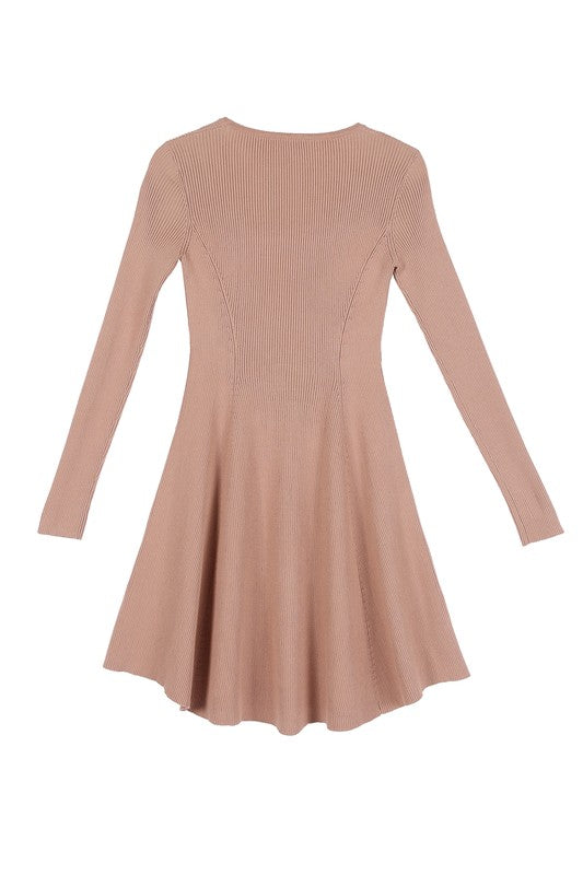 KNITTED FIT AND FLARE DRESS