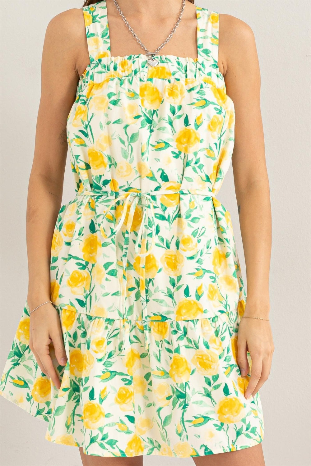 HYFVE FLORAL TIE SHOULDER MINI DRESS