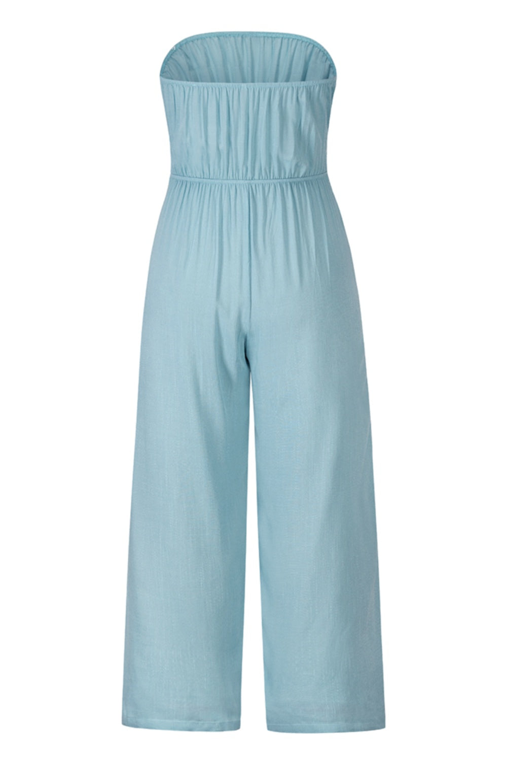 TIE FRONT CUTOUT TUBE WIDE LEG JUMPSUIT