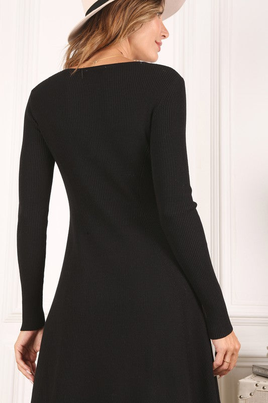 KNITTED FIT AND FLARE DRESS