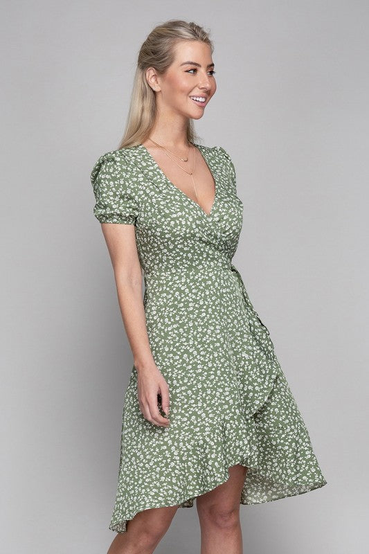 FLORAL PRINT WRAP DRESS