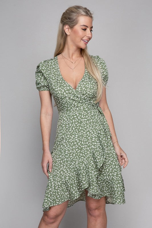 FLORAL PRINT WRAP DRESS