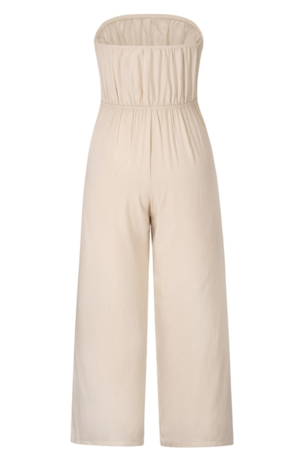 TIE FRONT CUTOUT TUBE WIDE LEG JUMPSUIT