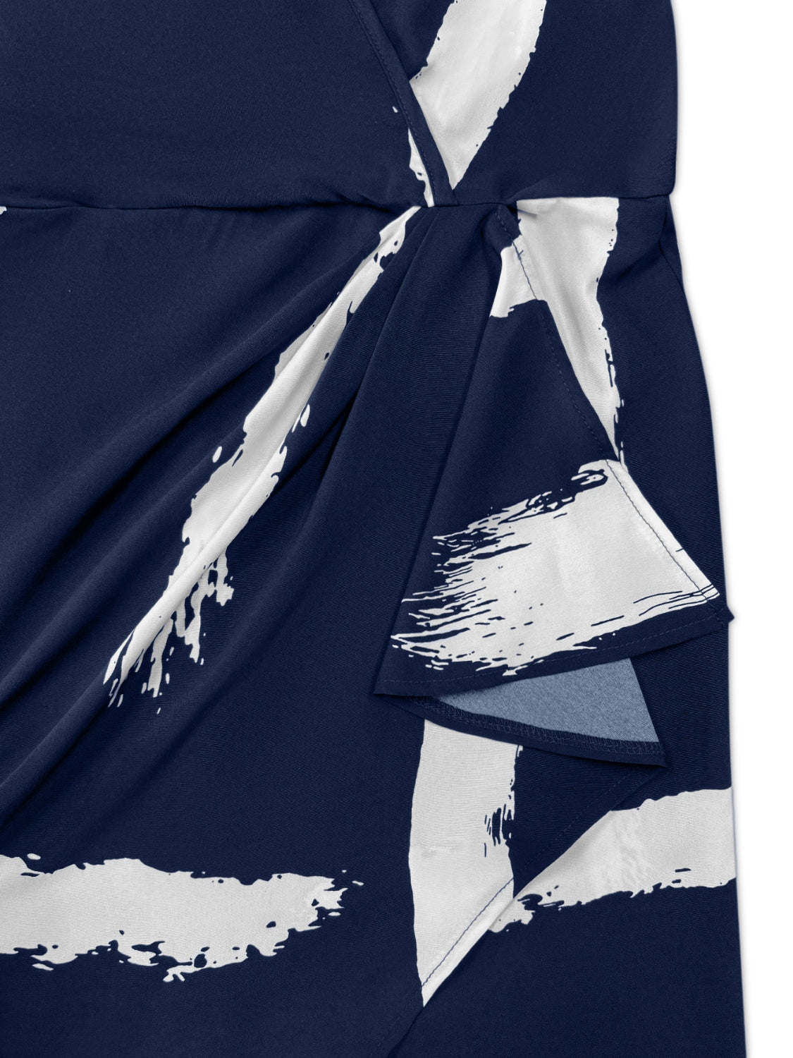 PRINTED SURPLICE SLEEVELESS MIDI DRESS