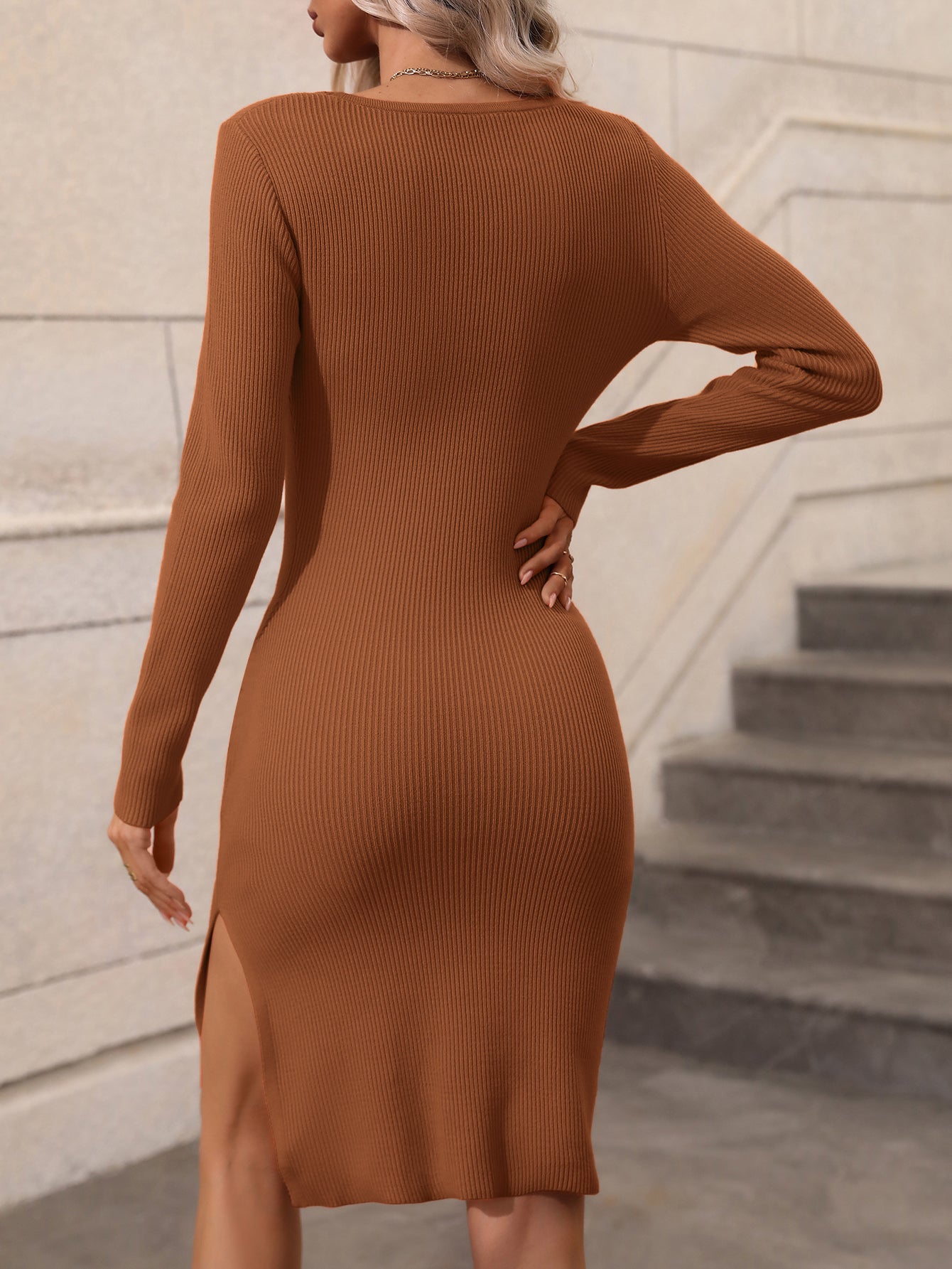 COLOR BLOCK SWEATER DRESS