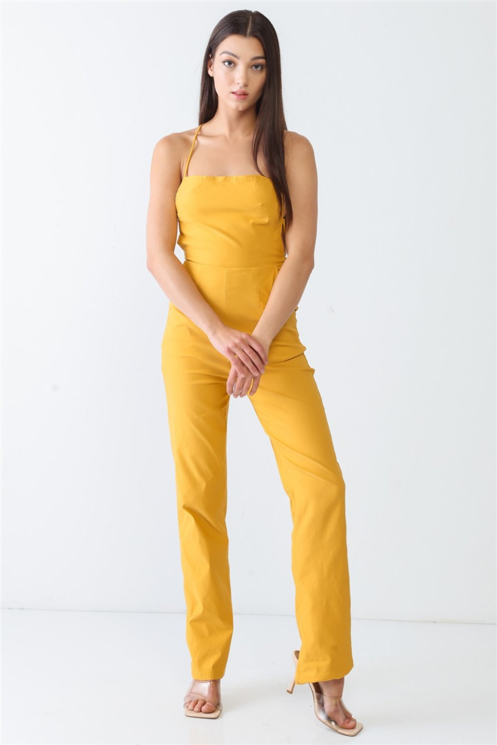 BACKLESS TIED SPAGHETTI STRAP SLEEVELESS JUMPSUIT