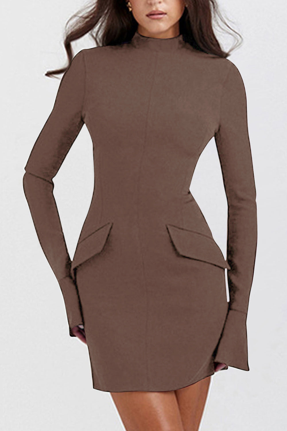 MOCK NECK LONG SLEEVE MINI DRESS