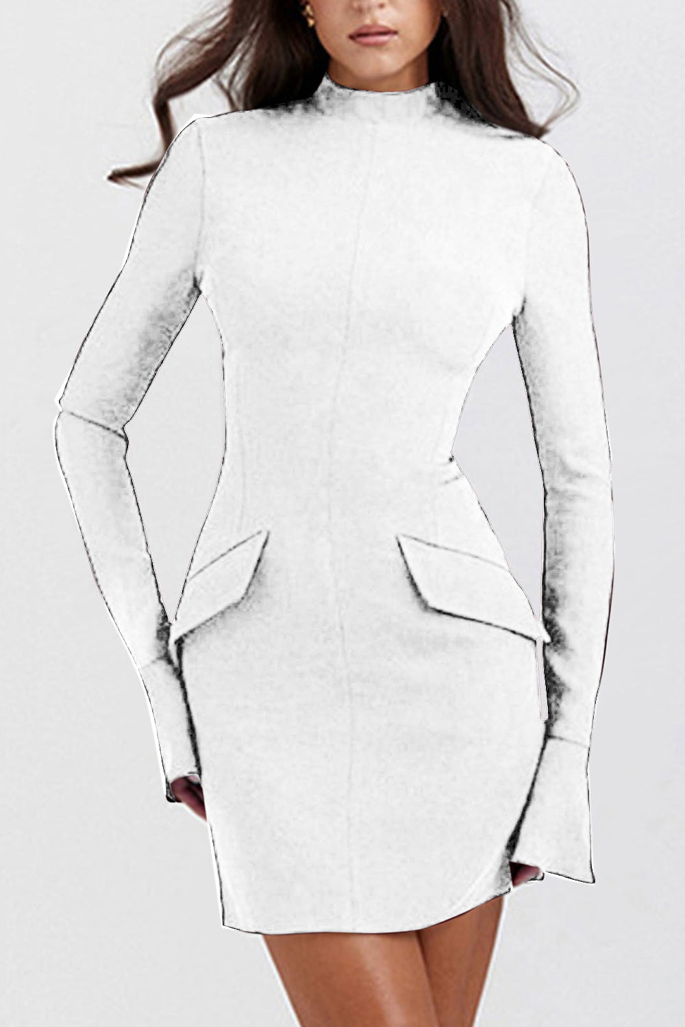 MOCK NECK LONG SLEEVE MINI DRESS