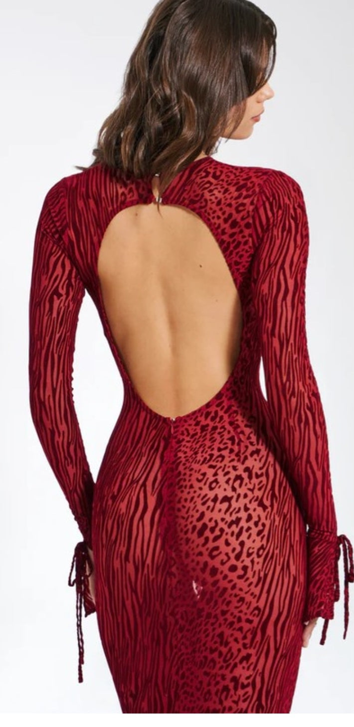 MISS CIRCLE WAYLYNN BURNOUT BACKLESS MAXI DRESS