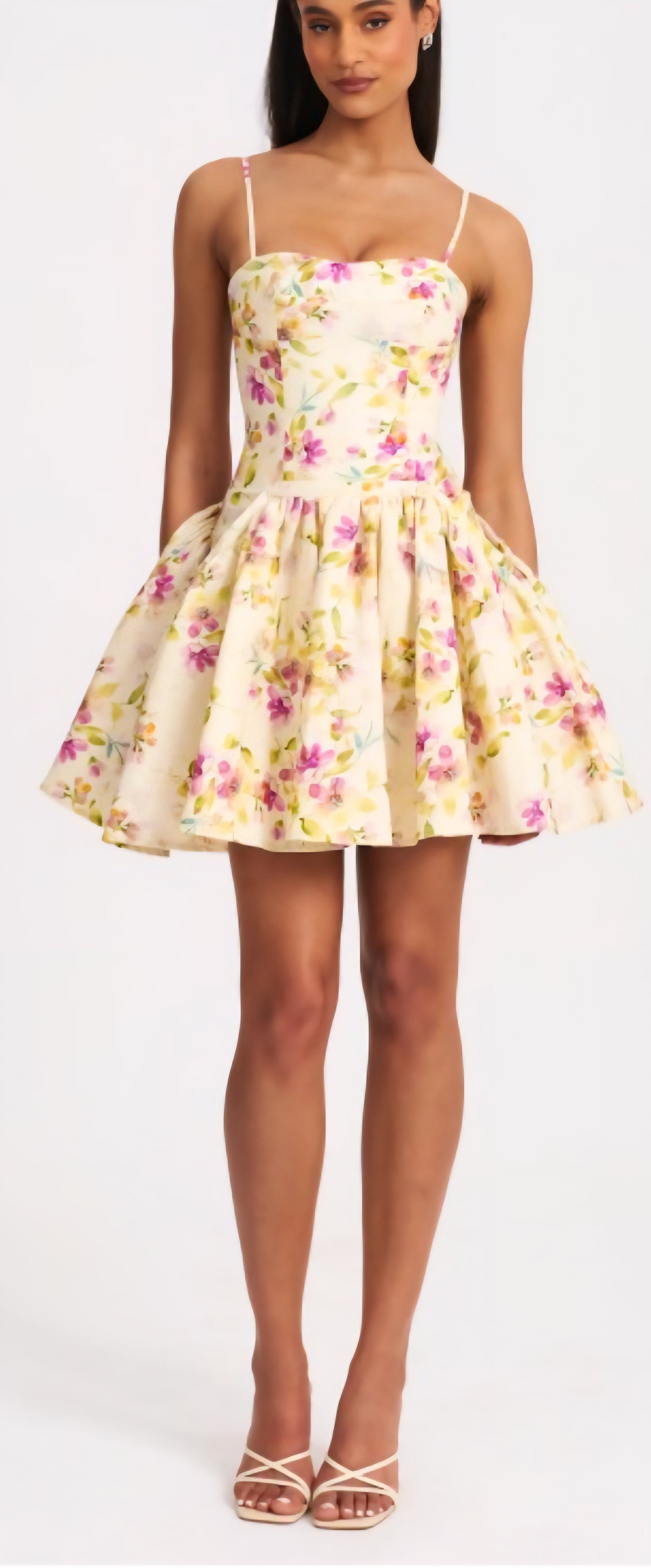 MISS CIRCLE VALDA PRINTED LINEN MINI DRESS