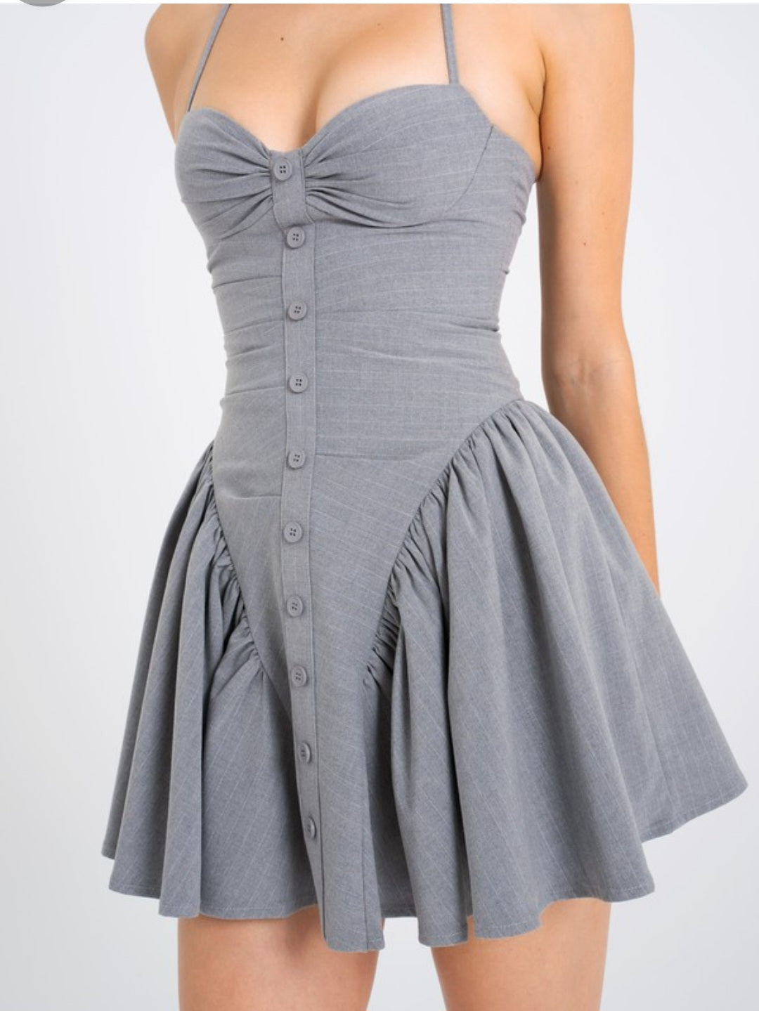 MISS CIRCLE MELODY PLAID TWEED HALTER DRESS