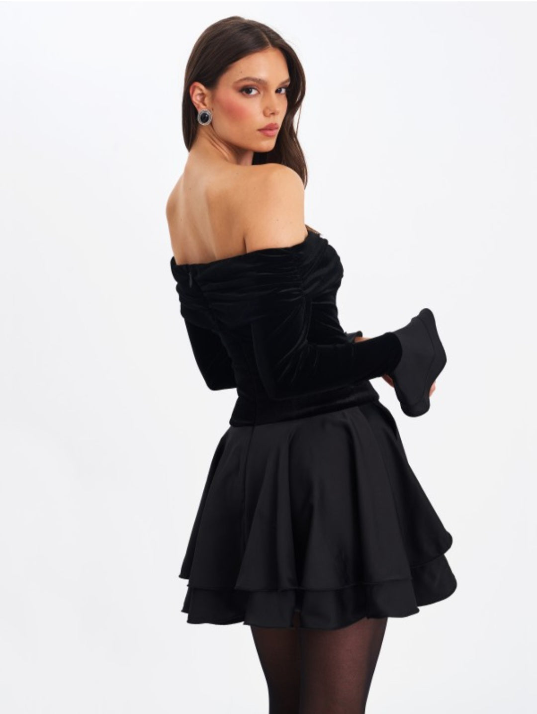 MISS CIRCLE MAGNOLIA OFF THE SHOULDER LAYERED MINI DRESS