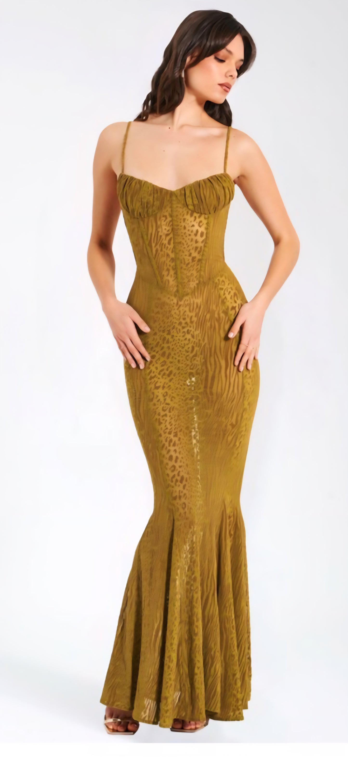 MISS CIRCLE ULANI VELVET MESH MAXI DRESS