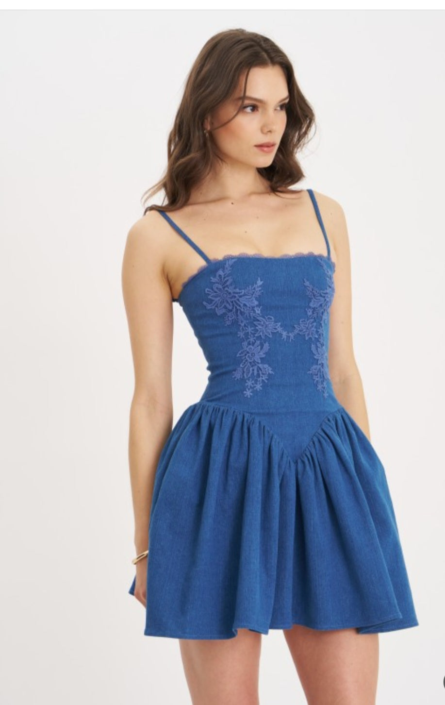 MISS CIRCLE ZAFIRA DROP WAIST CORSET DENIM DRESS